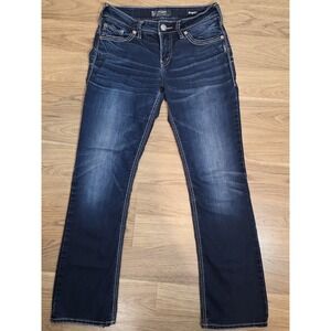 Silver Jeans Womens Size 28x31 Suki Mid Slim Boot Dark Wash Low Rise Stretch Fit